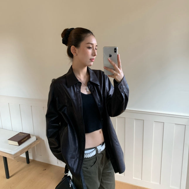 PRADA 25S LEATHER SHIRT JACKET 451