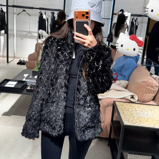 CHANEL 25S VELVET SEQUIN-EMBELLISHED JACKET 464