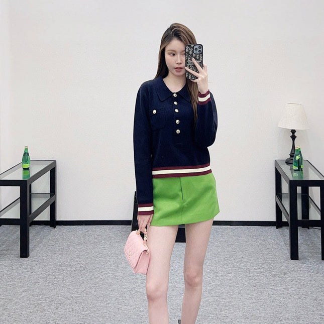 CHANEL 25S LONG-SLEEVE KNIT POLO SHIRT 589