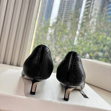 JACQUEMUS 26S HIGH HEELS 35 MM IN BLACK SNAKESKIN EMBOSSED LEATHER