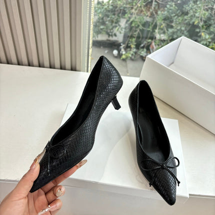JACQUEMUS 26S HIGH HEELS 35 MM IN BLACK SNAKESKIN EMBOSSED LEATHER