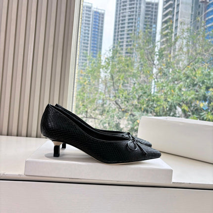 JACQUEMUS 26S HIGH HEELS 35 MM IN BLACK SNAKESKIN EMBOSSED LEATHER