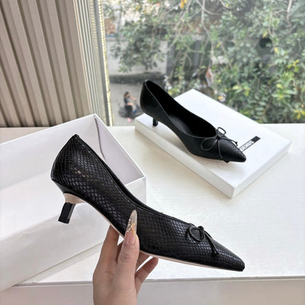 JACQUEMUS 26S HIGH HEELS 35 MM IN BLACK SNAKESKIN EMBOSSED LEATHER