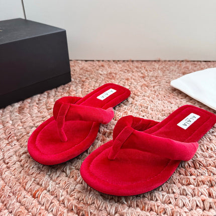 ALAIA 26S THONG SANDALS IN RED VELVET
