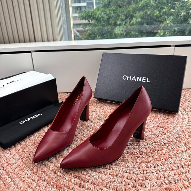 CHANEL 26S HIGH HEELS IN RED SMOOTH LAMBSKIN
