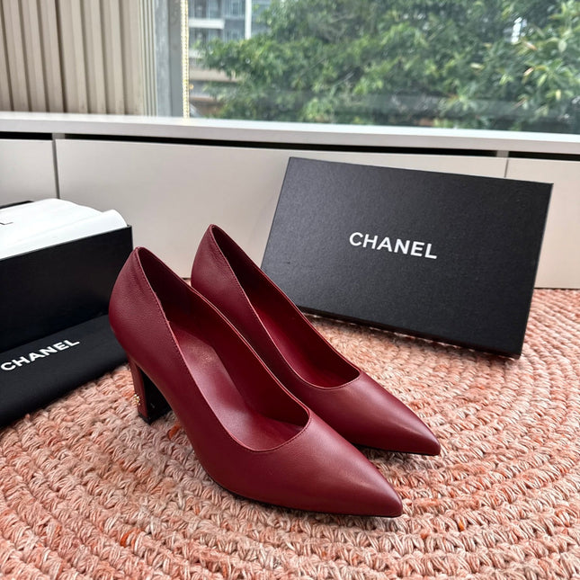 CHANEL 26S HIGH HEELS IN RED SMOOTH LAMBSKIN
