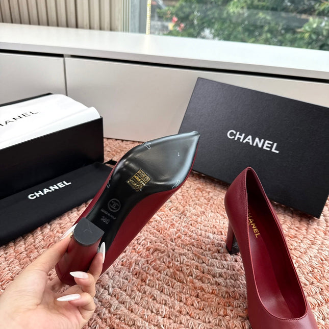 CHANEL 26S HIGH HEELS IN RED SMOOTH LAMBSKIN