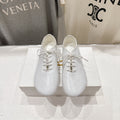 THE ROW 26S MINIMAL LACE-UP SHOES IN WHITE CALFSKIN