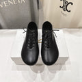 THE ROW 26S MINIMAL LACE-UP SHOES IN BLACK CALFSKIN