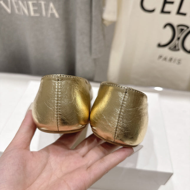 THE ROW 26S BALLET FLATS IN GOLD CALFSKIN