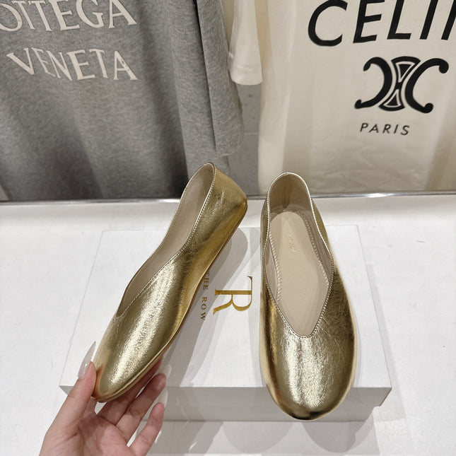 THE ROW 26S BALLET FLATS IN GOLD CALFSKIN