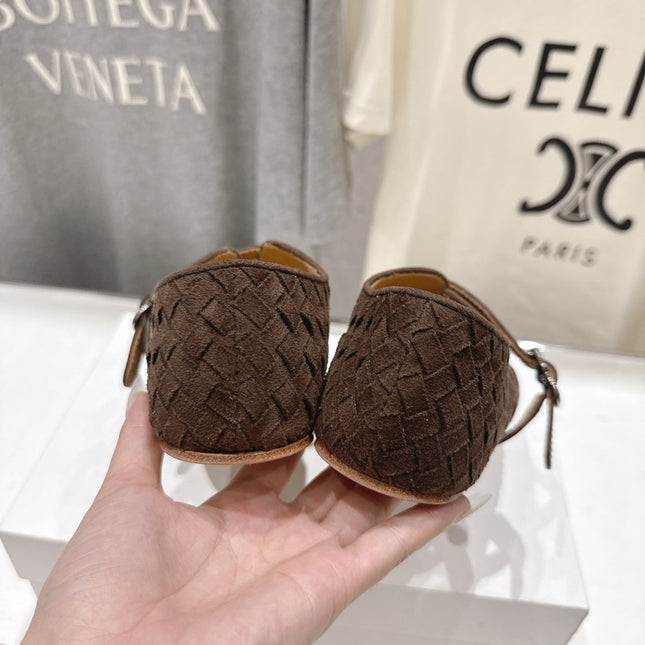 THE ROW 26S MARY JANE FLATS IN CHOCOLATE BROWN SUEDE
