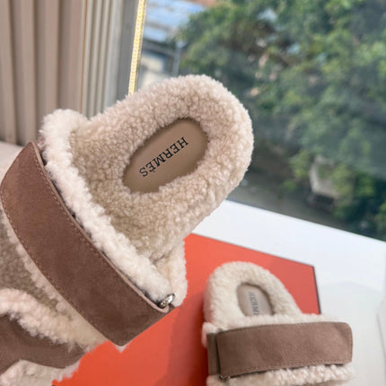HM 26S SANDAL IN BEIGE WOOL AND BROWN SUEDE