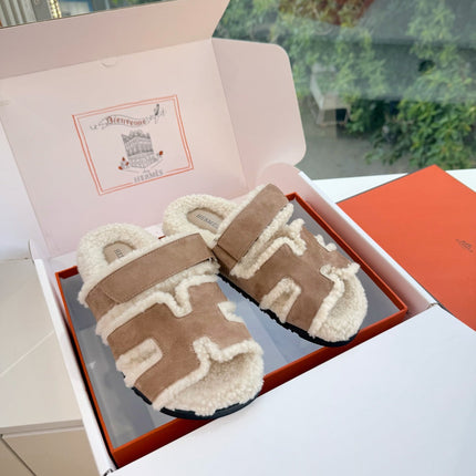 HM 26S SANDAL IN BEIGE WOOL AND BROWN SUEDE