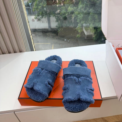 HM 26S SANDAL IN NAVY BLUE WOOL AND BLACK SUEDE