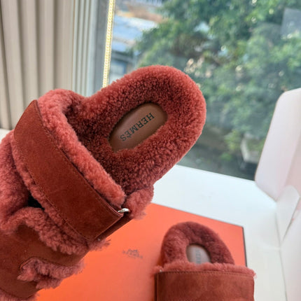 HM 26S SANDAL IN RUST BROWN WOOL AND SUEDE