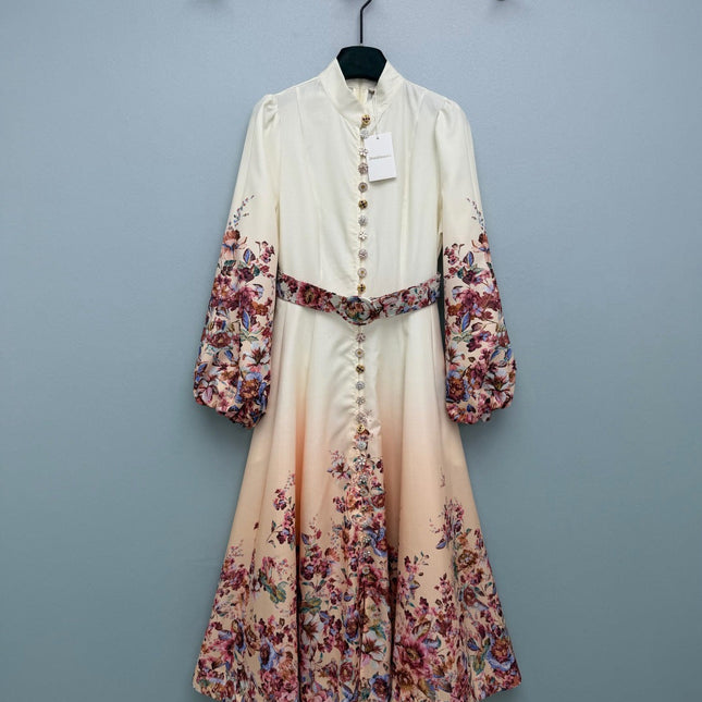 ZIMMERMANN 26S STAND COLLAR LONG-SLEEVE DRESS STYLE 139
