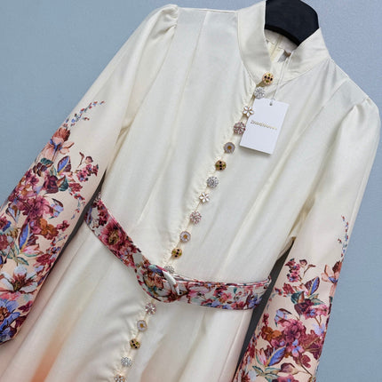 ZIMMERMANN 26S STAND COLLAR LONG-SLEEVE DRESS STYLE 139