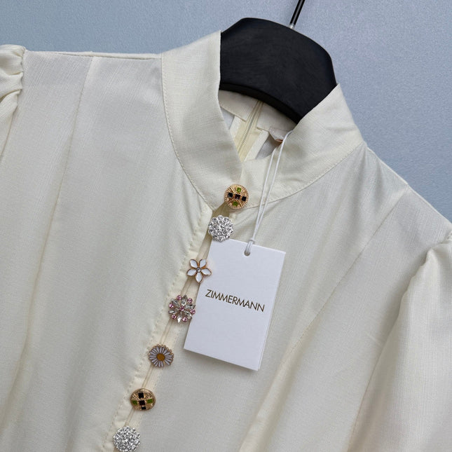 ZIMMERMANN 26S STAND COLLAR LONG-SLEEVE DRESS STYLE 139