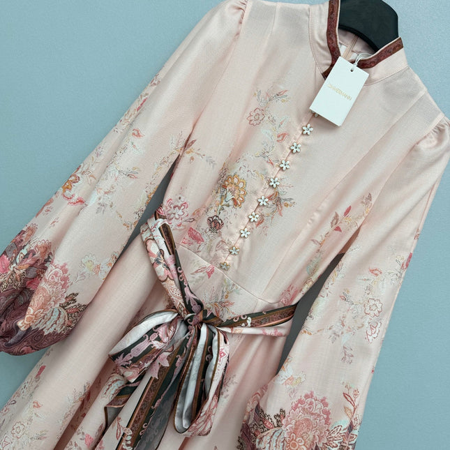 ZIMMERMANN 26S STAND COLLAR LONG-SLEEVE DRESS STYLE 137