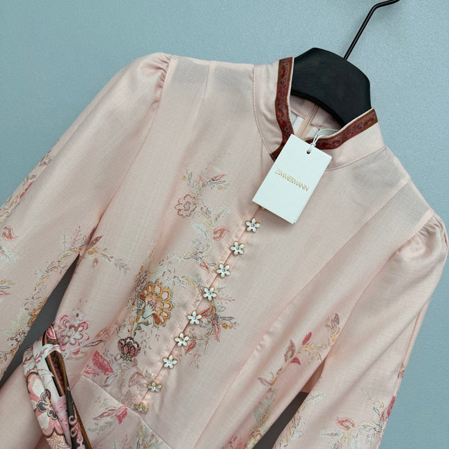 ZIMMERMANN 26S STAND COLLAR LONG-SLEEVE DRESS STYLE 137