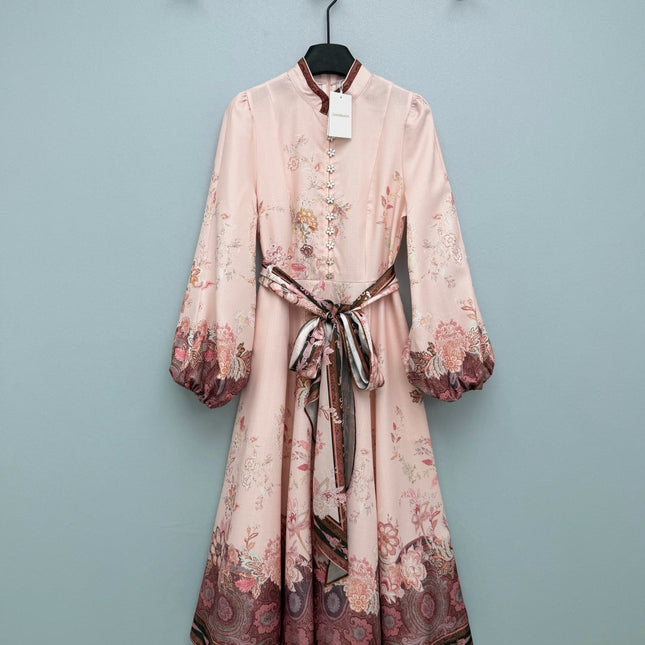 ZIMMERMANN 26S STAND COLLAR LONG-SLEEVE DRESS STYLE 137
