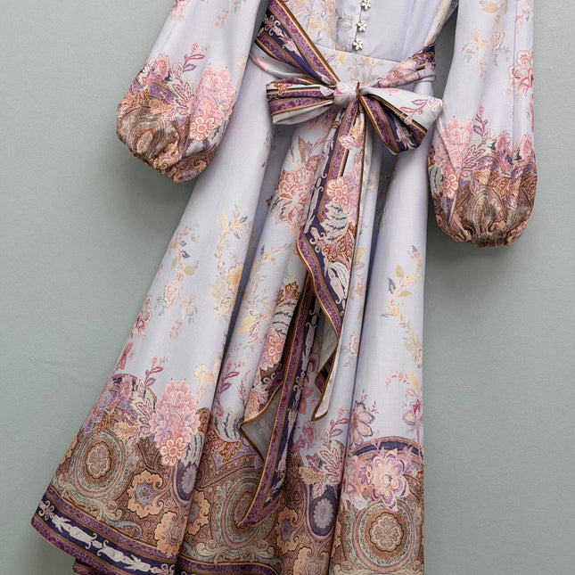 ZIMMERMANN 26S STAND COLLAR LONG-SLEEVE DRESS STYLE 136