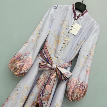 ZIMMERMANN 26S STAND COLLAR LONG-SLEEVE DRESS STYLE 136