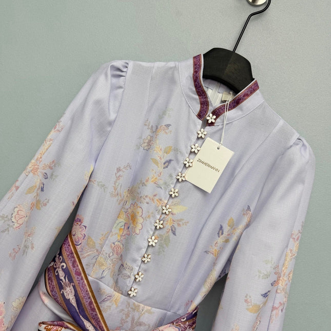 ZIMMERMANN 26S STAND COLLAR LONG-SLEEVE DRESS STYLE 136