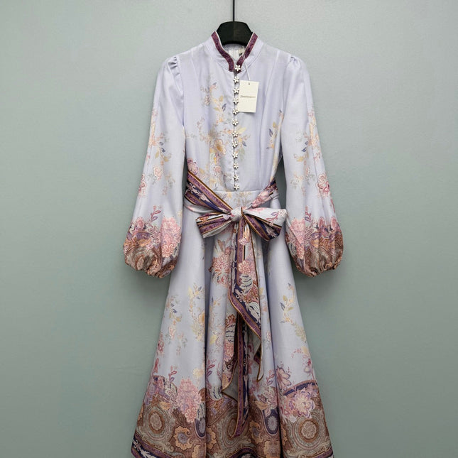 ZIMMERMANN 26S STAND COLLAR LONG-SLEEVE DRESS STYLE 136
