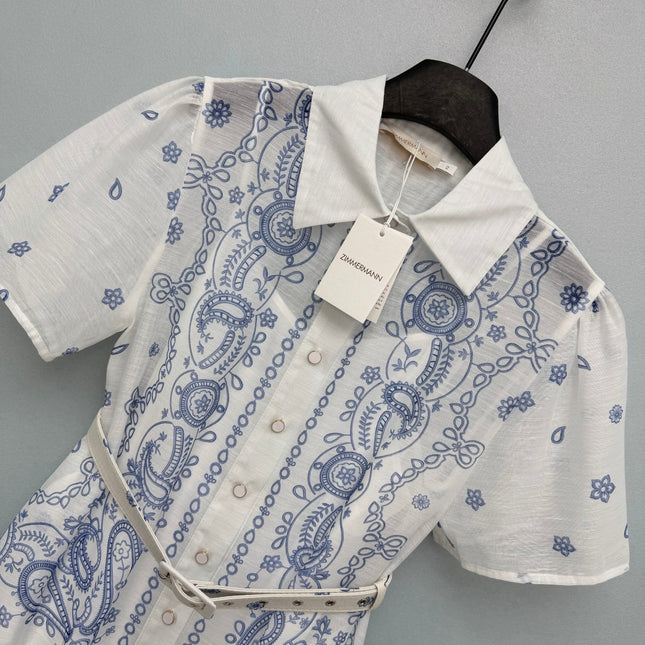 ZIMMERMANN 26S SHORT-SLEEVE SHIRT DRESS STYLE 109