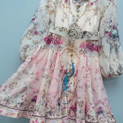 ZIMMERMANN 26S STAND COLLAR PATTERNED DRESS STYLE 106