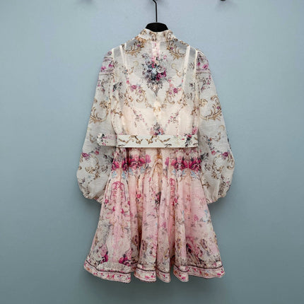 ZIMMERMANN 26S STAND COLLAR PATTERNED DRESS STYLE 106