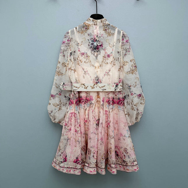 ZIMMERMANN 26S STAND COLLAR PATTERNED DRESS STYLE 106