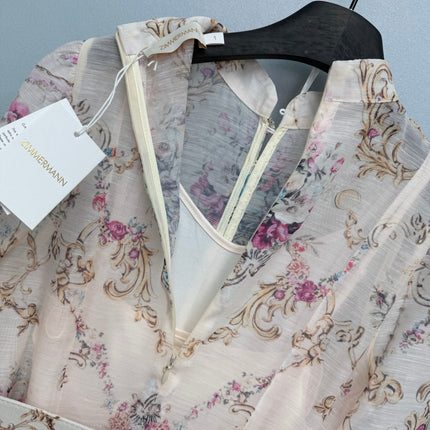 ZIMMERMANN 26S STAND COLLAR PATTERNED DRESS STYLE 106