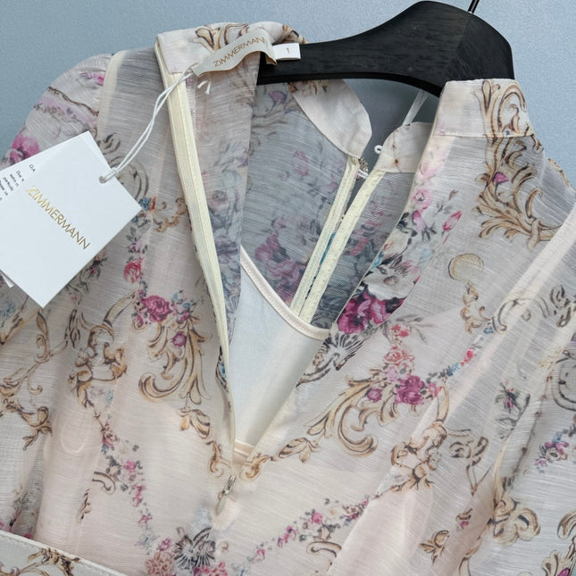 ZIMMERMANN 26S STAND COLLAR PATTERNED DRESS STYLE 106