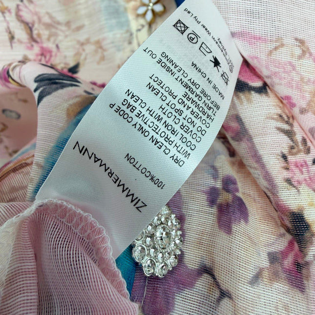 ZIMMERMANN 26S STAND COLLAR PATTERNED DRESS STYLE 106