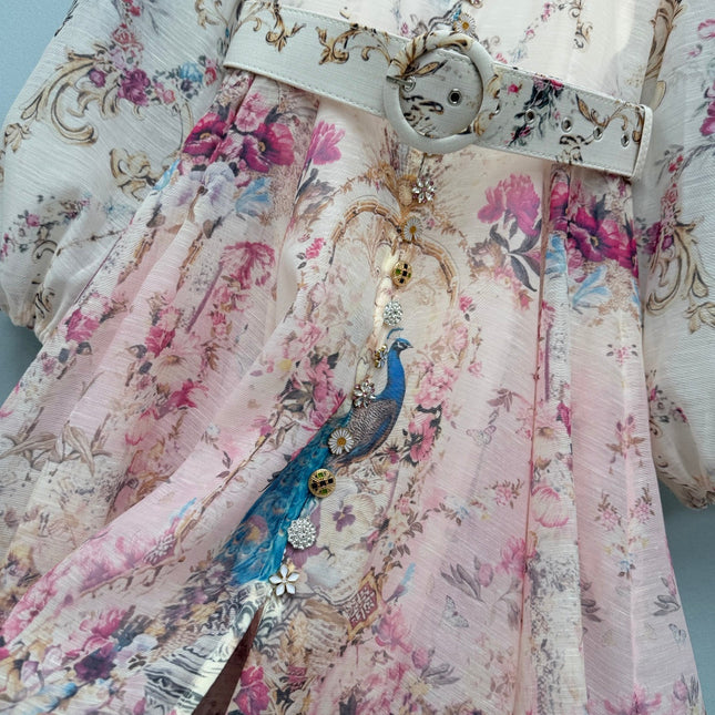 ZIMMERMANN 26S STAND COLLAR PATTERNED DRESS STYLE 106