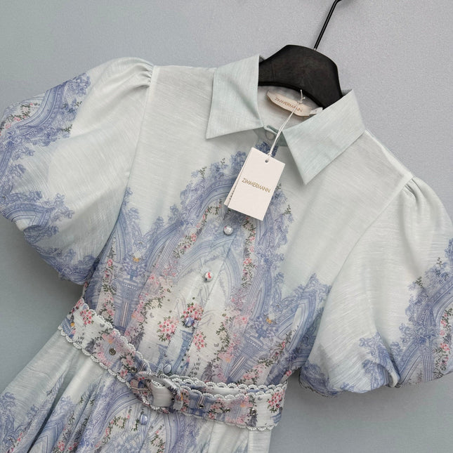 ZIMMERMANN 26S PUFF SLEEVE SHIRT DRESS STYLE 100
