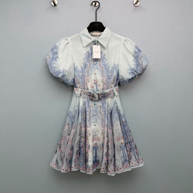 ZIMMERMANN 26S PUFF SLEEVE SHIRT DRESS STYLE 100