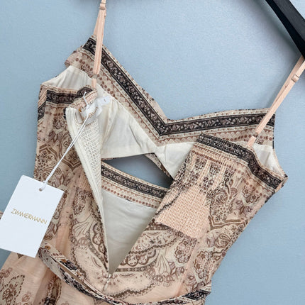 ZIMMERMANN 26S PATTERNED SPAGHETTI STRAP DRESS STYLE 96