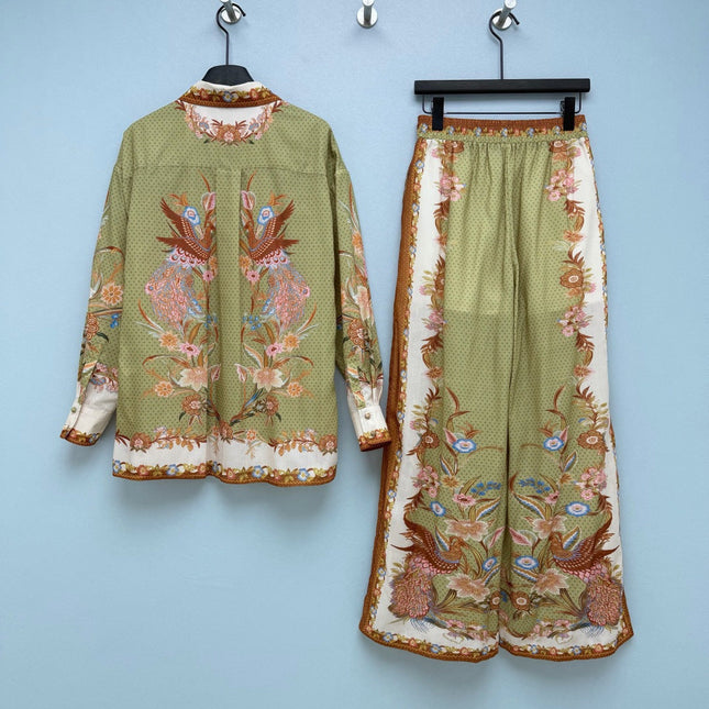 ZIMMERMANN 26S SHIRT AND STRAIGHT-LEG PANTS SET STYLE 78