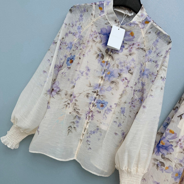 ZIMMERMANN 26S PATTERNED TOP AND SKIRT SET STYLE 24
