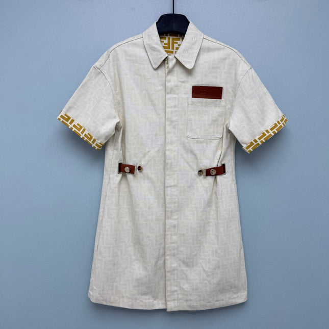 FENDI 26S SHORT-SLEEVE COLLARED DRESS 437