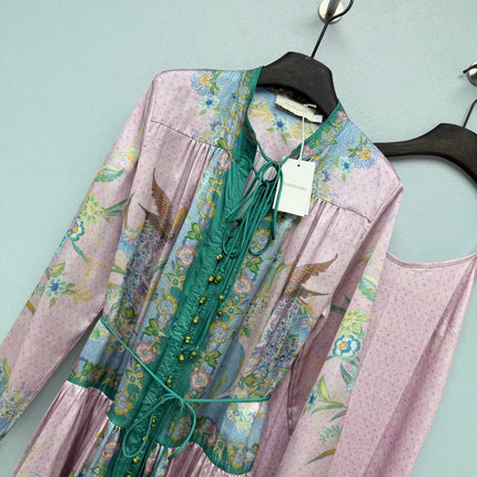 ZIMMERMANN 26 FLORAL PRINT LONG SLEEVE MIDI DRESS STYLE 226