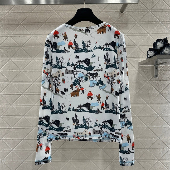 CHANEL 25S PRINTED ROUND-NECK T-SHIRT 605