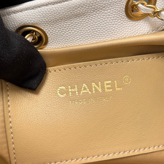 CHANEL 25S HOBO BAG 30 IN WHITE CAVIAR WITH GOLD HARDWARE