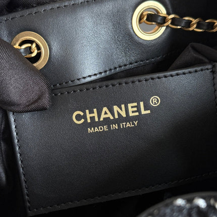 CHANEL 25S HOBO BAG 30 IN BLACK TWEED WITH GOLD HARDWARE