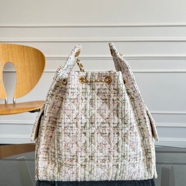 CHANEL 25S HOBO BAG 40 IN MULTICOLOR TWEED WITH GOLD HARDWARE