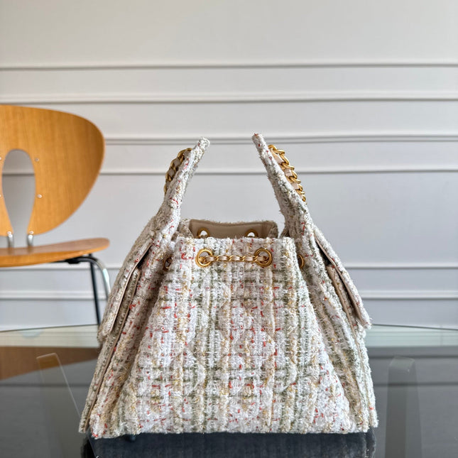 CHANEL 25S HOBO BAG 30 IN MULTICOLOR TWEED WITH GOLD HARDWARE